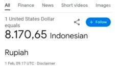 Kurs dolar AS sempat ditampilkan anjlok di Google hingga Rp8.170, Google dan BI buru-buru beri klarifikasi. Apa penyebabnya? | x.com/harrysofian