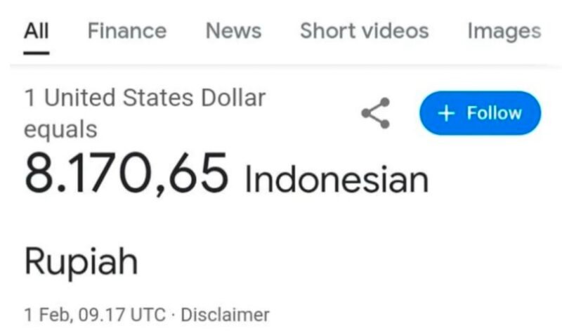 Kurs dolar AS sempat ditampilkan anjlok di Google hingga Rp8.170, Google dan BI buru-buru beri klarifikasi. Apa penyebabnya? | x.com/harrysofian