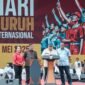Prabowo tanggapi keluhan buruh soal pajak saat peringatan Hari Buruh 2025 di Monas. | Instagram/presidenrepublikindonesia