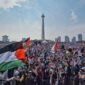 Aksi damai bela Palestina di Kedubes AS, Jakarta, diwarnai simbol semangka. | X.com/aniesbaswedan