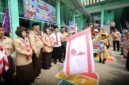 Wabup Andres lepas defile 280 peserta Pesta Siaga Kecamatan Cidahu 2026. (Fb/Pemerintah Kabupaten Sukabumi)
