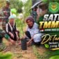Satgas TMMD ke-130 Kodim 0622 Sukabumi menanam sayuran dan membagikan bibit kepada warga Desa Mekarjaya untuk memperkuat ketahanan pangan keluarga.
